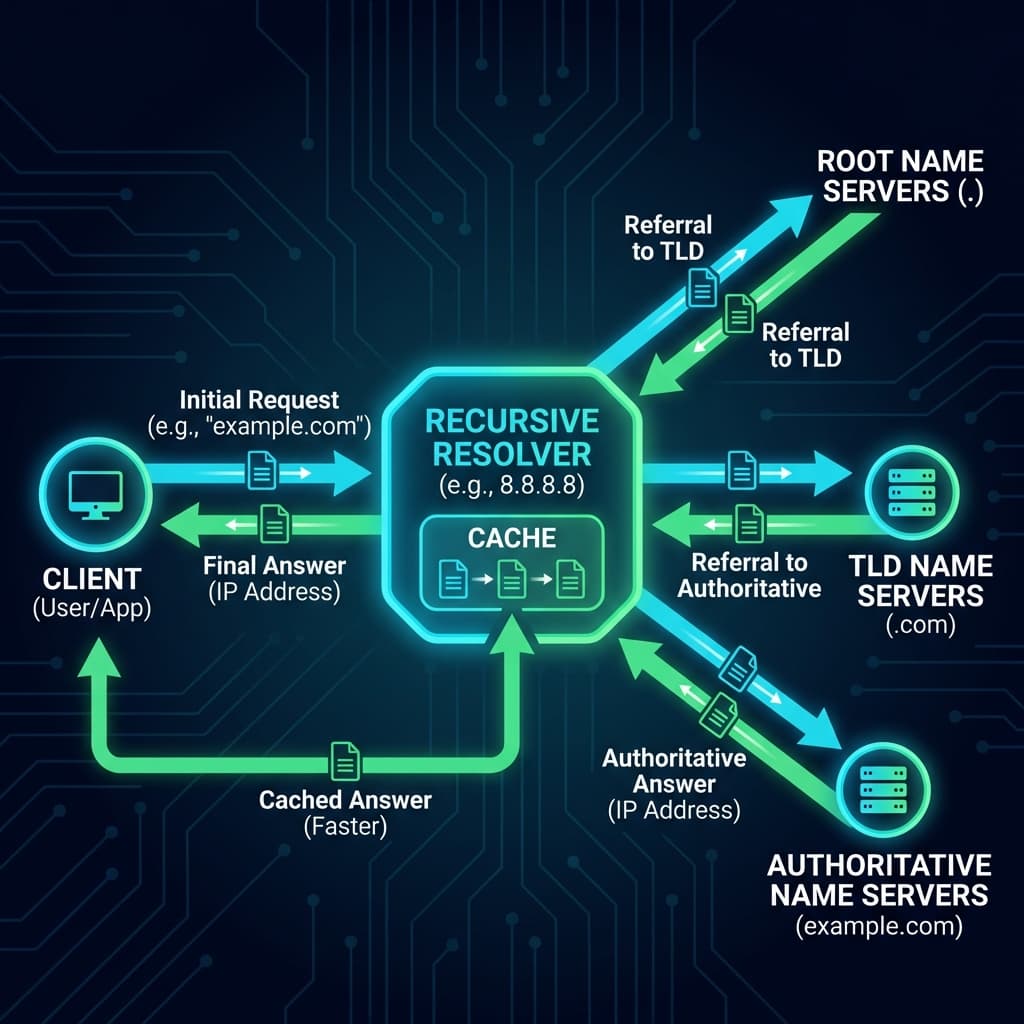 Recursive resolver interaction with all DNS server levels